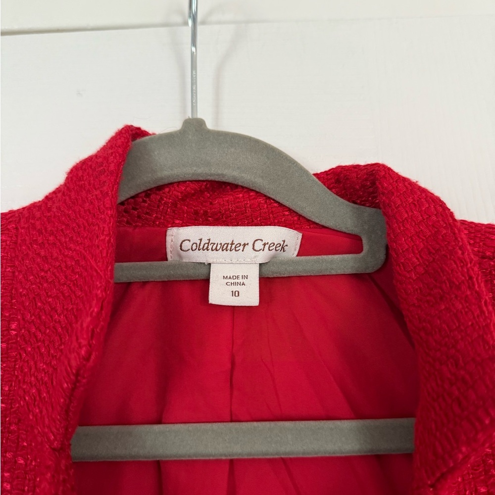 Coldwater Creek Red Blazer Jacket Button Detail Military Holiday Christmas - Picture 5 of 9